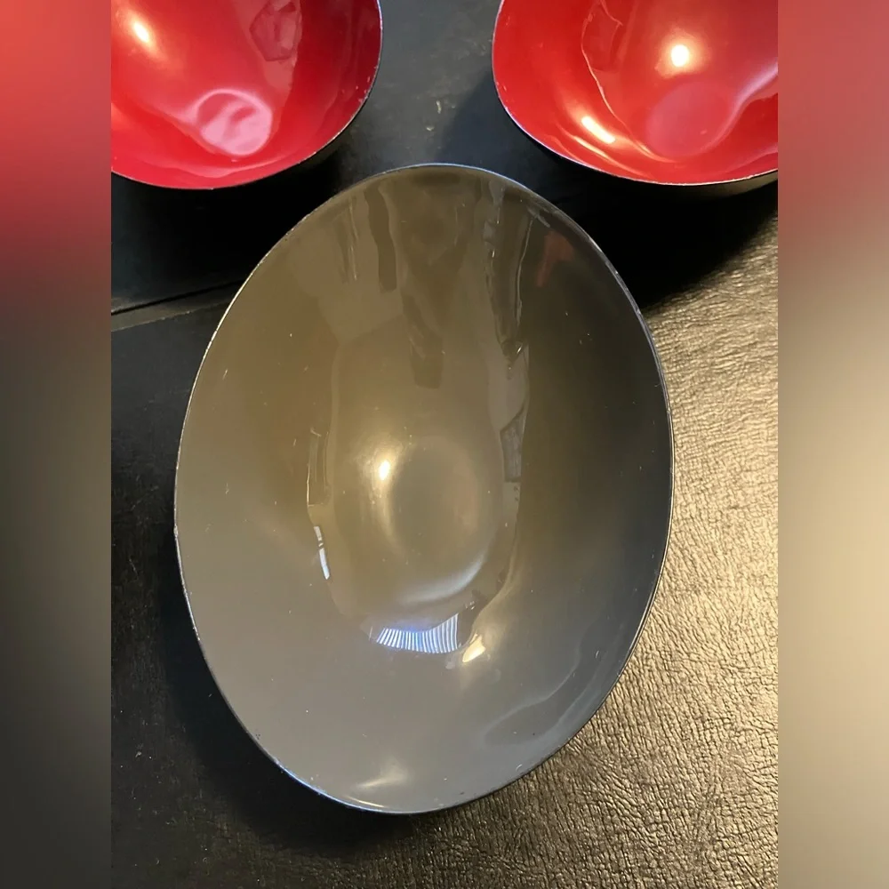 Crate & Barrel Red Gray Black BOWL RARE Set of 4